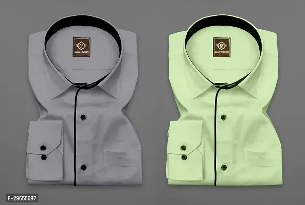 Reliable Multicoloured Cotton Solid Casual Shirts For Men Pack Of 2