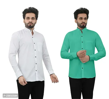 Reliable Cotton Blend Solid Casual Shirts For Men Pack Of 2-thumb0