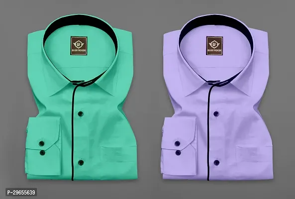 Reliable Multicoloured Cotton Solid Casual Shirts For Men Pack Of 2