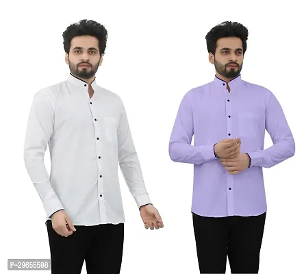 Reliable Cotton Blend Solid Casual Shirts For Men Pack Of 2