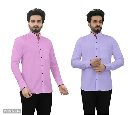 Reliable Cotton Blend Solid Casual Shirts For Men Pack Of 2