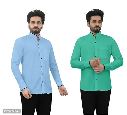 Reliable Cotton Blend Solid Casual Shirts For Men Pack Of 2