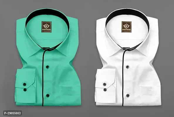 Reliable Multicoloured Cotton Solid Casual Shirts For Men Pack Of 2-thumb0