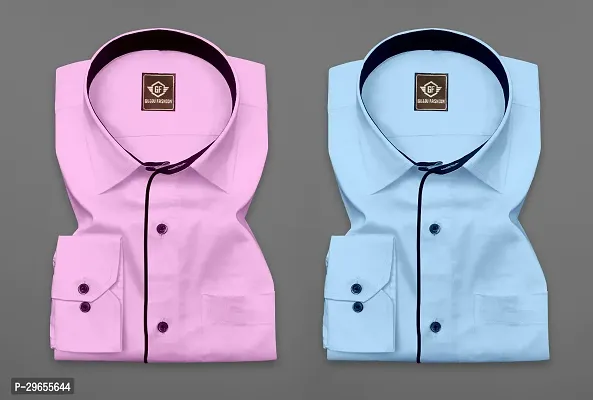 Reliable Multicoloured Cotton Solid Casual Shirts For Men Pack Of 2-thumb0