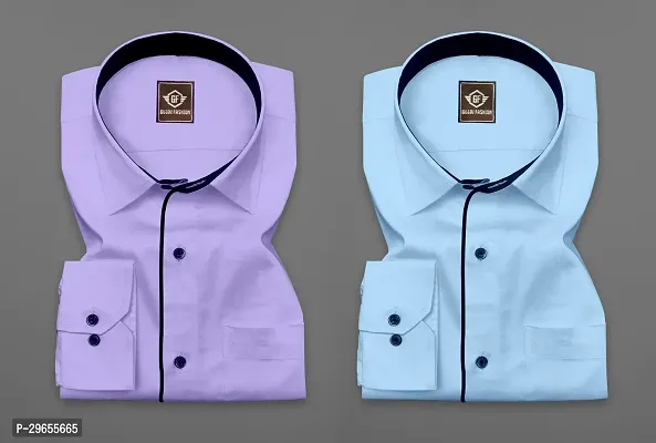 Reliable Multicoloured Cotton Solid Casual Shirts For Men Pack Of 2-thumb0