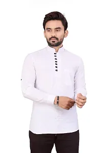 Classic Cotton Blend Solid Kurta for Men-thumb3