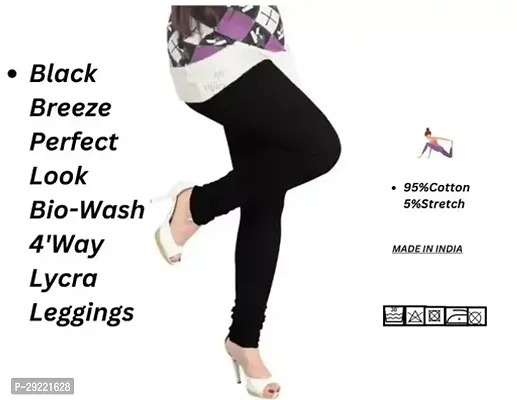 Fabulous Black Cotton Lycra Solid Leggings For Women