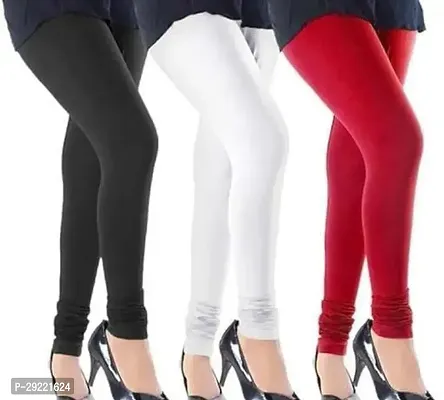 Fabulous Multicoloured Cotton Solid Leggings For Women Pack of 3-thumb0