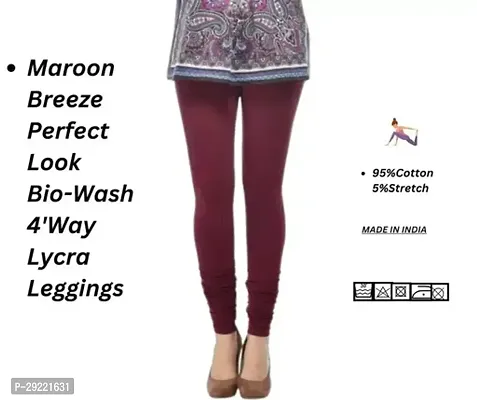 Fabulous Brown Cotton Lycra Solid Leggings For Women