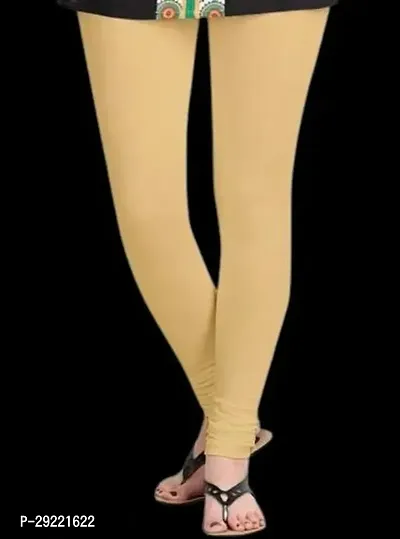 Fabulous Beige Cotton Solid Leggings For Women-thumb0