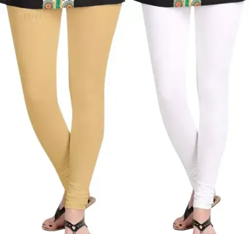 Pack Of 2 Stylish Multicoloured Women's Cotton Lycra Leggings