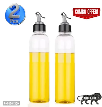 VENIK Oil Dispenser Bottle Spout | Transparent Leakproof Oil Pourer Jar | Oil Drop Container For Easy Pouring Soy Sauce Vinegar Storage For Kitchen ( Plastic , 1 Litre , Pack Of 2 )