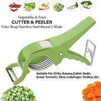 VENIK 2 In 1 Veg Sharp Stainless Steel 5 Blade Cutter with Peeler for Kitchen Slicer and Peeler with Smart Locking System Vegetable  Fruit Grater  Slicer (Pack of 1 , GRREN )-thumb1