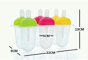 VENIK Candy Mould, Ice Candy Maker Plastic Frozen Ice Cream Mould Tray Of 6 Candy With Reusable Stick ( Pack Of 2 )-thumb1