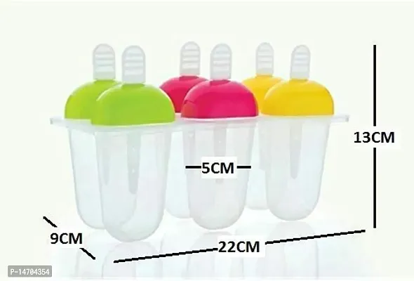 VENIK Candy Mould, Ice Candy Maker Plastic Frozen Ice Cream Mould Tray Of 6 Candy With Reusable Stick ( Pack Of 2 )-thumb2