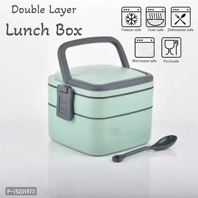 VENIK Bright Colored Plastic Double Layered Tiffin Box, Microwave-Proof Lunch Box C
