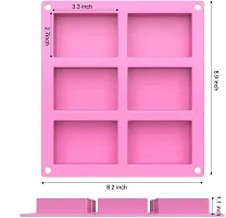 Zeinwap 6 Slot Silicone Molds, Rectangle Soap Mold 6 Cavities Silicone Cake Mould for Homemade Craft Cheese Cake, Cupcakes Brownie Mold, Chocolate ? Ice Cube Tray (Pack of 1, Random Color)-thumb2