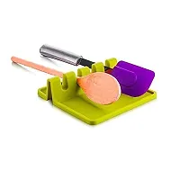 Zeinwap Spoon Holder Spatula Holder for Kitchen Spoon Rest Cooking Utensil Plastic Stand Pan Cover Lid Rack Pot Clips Support Ladle Organizer Tool, Size 14?13?4.5 CM (Random Color, 1 Pc)-thumb1