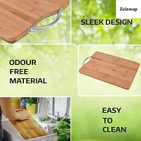 Zeinwap Bamboo Chopping Board - Vegetable Cutting Board for Kitchen with Metal Handle, Natural Bamboo, Recyclable, Biodegradable (20 x 30 x 1.8 cms, Brown)-thumb4