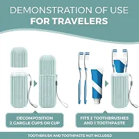 Zeinwap Capsule Shape Travel Toothbrush Case Cover Holder Portable Toothbrush Storage Box Container Plastic Toothbrush Holder Bathroom Organizer Accessories Set (2 Piece)-thumb3