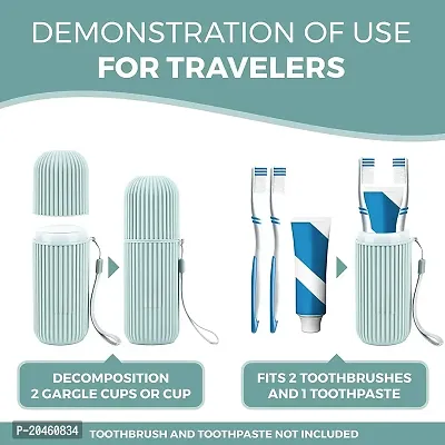 Zeinwap Capsule Shape Travel Toothbrush Case Cover Holder Portable Toothbrush Storage Box Container Plastic Toothbrush Holder Bathroom Organizer Accessories Set (2 Piece)-thumb4