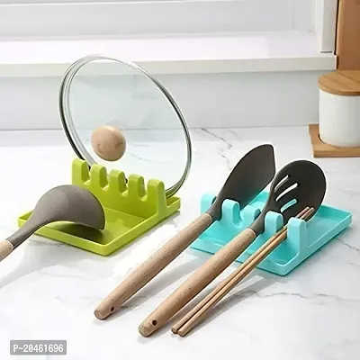 Zeinwap Spoon Holder Spatula Holder for Kitchen Spoon Rest Cooking Utensil Plastic Stand Pan Cover Lid Rack Pot Clips Support Ladle Organizer Tool, Size 14?13?4.5 CM (Random Color, 1 Pc)-thumb0