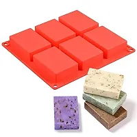 Zeinwap 6 Slot Silicone Molds, Rectangle Soap Mold 6 Cavities Silicone Cake Mould for Homemade Craft Cheese Cake, Cupcakes Brownie Mold, Chocolate ? Ice Cube Tray (Pack of 1, Random Color)-thumb3