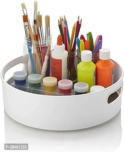 Zeinwap Lazy Susan 360? Rotating Kitchen Spice Cosmetic Holder Organizer Rack Tray (9 Inch, White)-thumb2