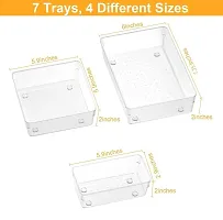 Zeinwap Desk Drawer Organizers Trays Set Clear Plastic Storage Bins Bathroom Drawer Tray Dividers Vanity Trays Organizer for Bedroom Dresser Makeup Kitchen Utensil Office-thumb3