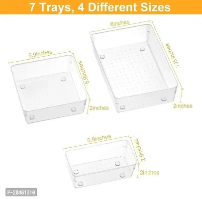 Zeinwap Desk Drawer Organizers Trays Set Clear Plastic Storage Bins Bathroom Drawer Tray Dividers Vanity Trays Organizer for Bedroom Dresser Makeup Kitchen Utensil Office-thumb4