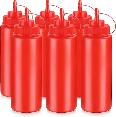 Zeinwap Squeeze Bottle White and Red For Sauce Oil Ketchup Etc