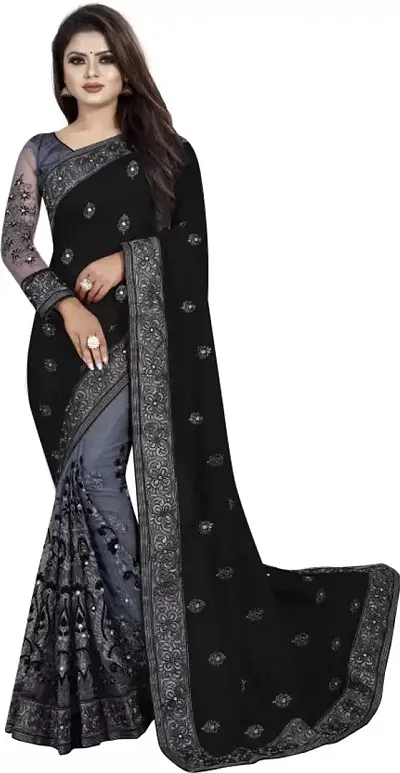 Embroidered Bollywood Net Saree