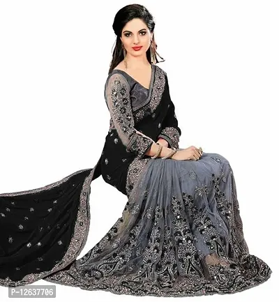 Black Art Silk Embroidered Sarees For Women