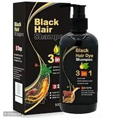 Herbal 3 in 1 Hair Dye Instant Black Hair Shampoo for Women  Men 100% Coverage Shampoo 300ml-thumb0