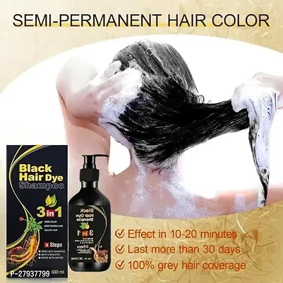 Herbal 3 in 1 Hair Dye Instant Black Hair Shampoo for Women  Men 100% Coverage Shampoo 300ml-thumb0