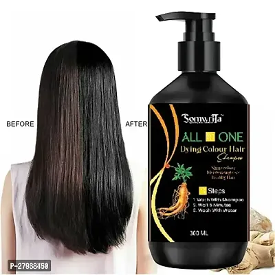 Herbal 3 in 1 Hair Dye Instant Black Hair Shampoo for Women  Men 100% Coverage Shampoo 300ml-thumb0