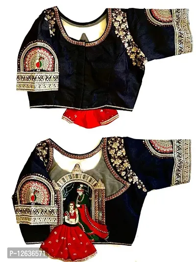 Latest And Readymade Silk Heavy Embroidery Blouse Black