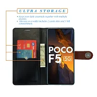Stylish Brown Artificial Leather Flip Cover For Poco F5 5G-thumb1
