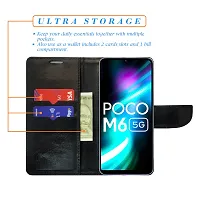 Stylish Red Artificial Leather Flip Cover For Poco M6 5G-thumb1