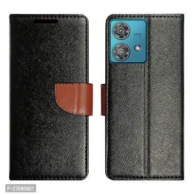 Stylish Brown Artificial Leather Flip Cover For Moto Edge 40 Neo-thumb0