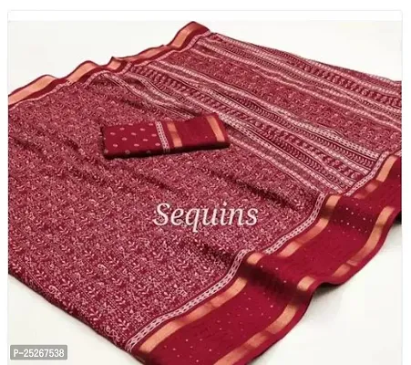 Beautiful Cotton Blend Saree with Blouse Piece For Women-thumb0