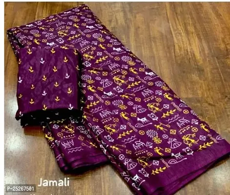 Beautiful Art Silk Saree with Blouse Piece For Women-thumb0