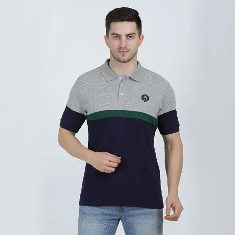 Vertical Color-Block Shirt With Embroidered Crest