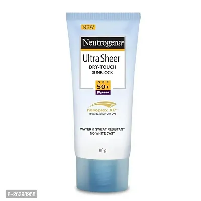 Neutrogena Ultra Sheer Sunscreen SPF 50+ | Broad Spectrum UVA/UVB PA++++ | No White Cast | Water resistant, Ultra light  Non sticky | For Oily, Dry  Sensitive Skin | For Men  Women | 80g