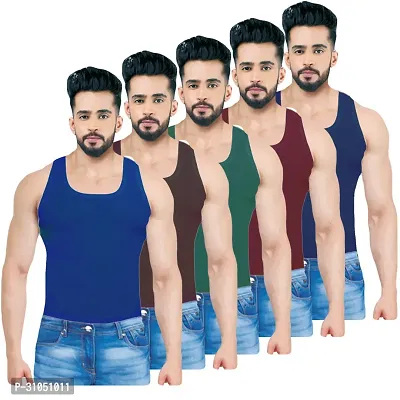 Stylish Cotton Solid Vest for Men Pack of 5-thumb0