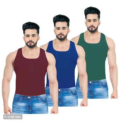 Stylish Cotton Solid Vest for Men Pack of 3