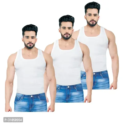 Stylish Cotton Solid Vest for Men Pack of 3-thumb0