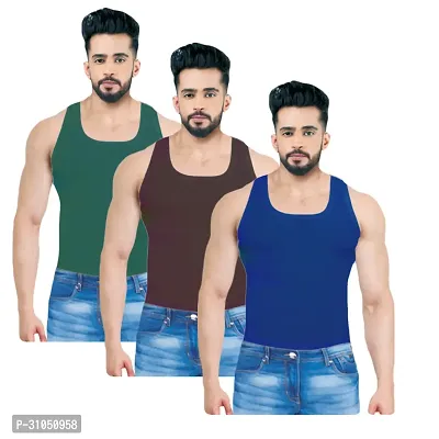 Stylish Cotton Solid Vest for Men Pack of 3