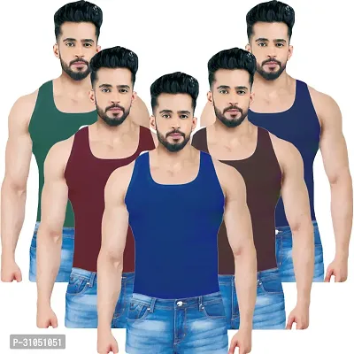 Stylish Cotton Solid Vest for Men Pack of 5