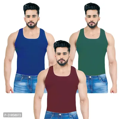 Stylish Cotton Solid Vest for Men Pack of 3-thumb0